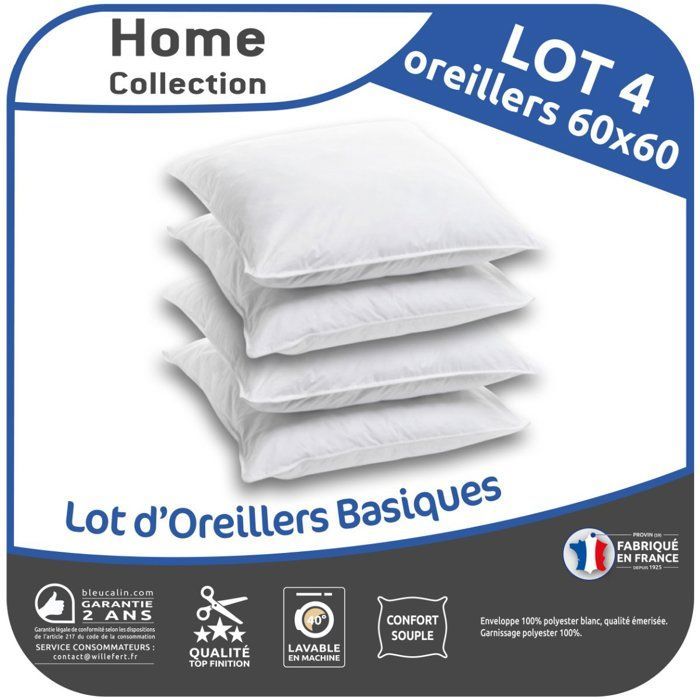COLLEZIONE CASA Set di 4 cuscini morbidi economici 60x60 cm - Bianco