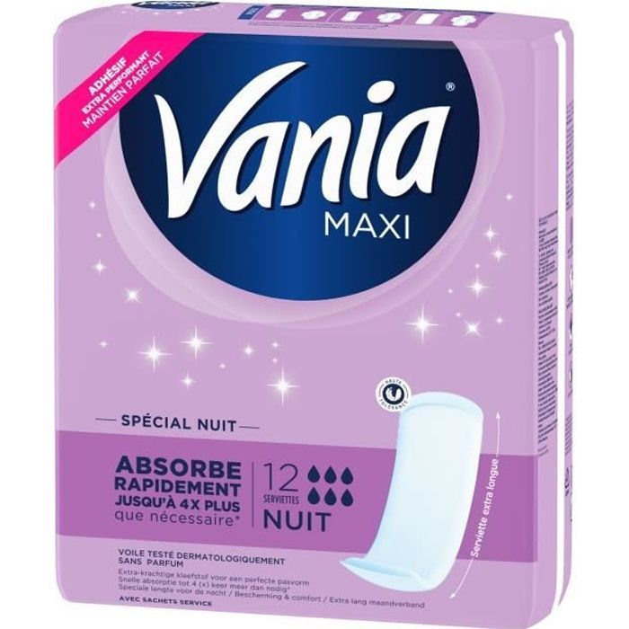 Vania Maxi Unscented Period Pads, Super 12 Pads