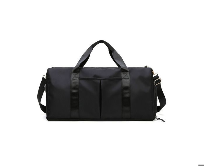 Sac de sport noir, sac de sport pour salle de sport avec poche humide et compartiment à chaussures, sac de voyage pour week-end