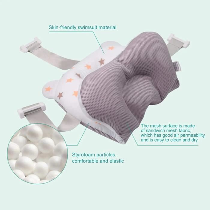 Cojín de baño para bebé, bañera para recién nacidos, cojín de asiento de baño con soporte, cojín de baño de malla para bebé
