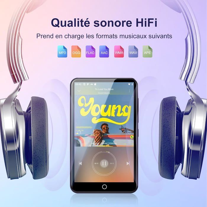Lecteur MP3 80GB avec WiFi Bluetooth - écran Tactile IPS 4 Pouces, Lecteur de Musique pour Enfants, Lecteur MP4 Android avec Spotify