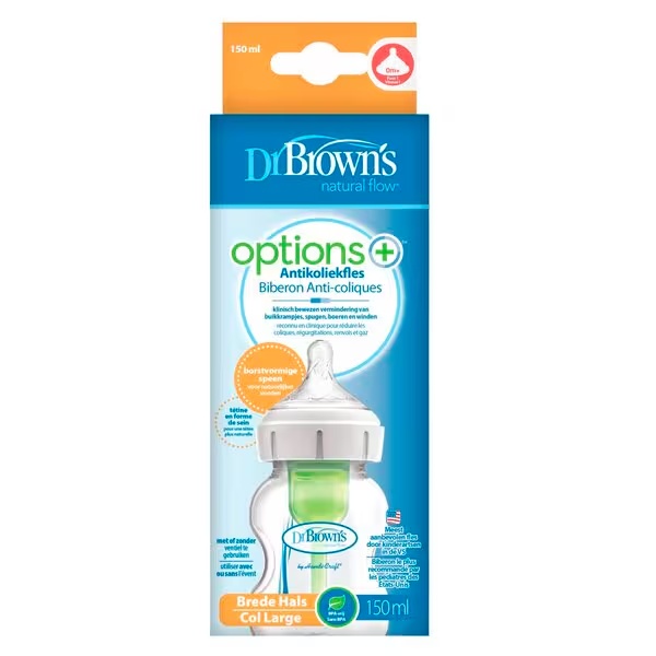 Dr. Brown's Options+ 1+M Antikoliekfles met Brede Hals<br>150ml
