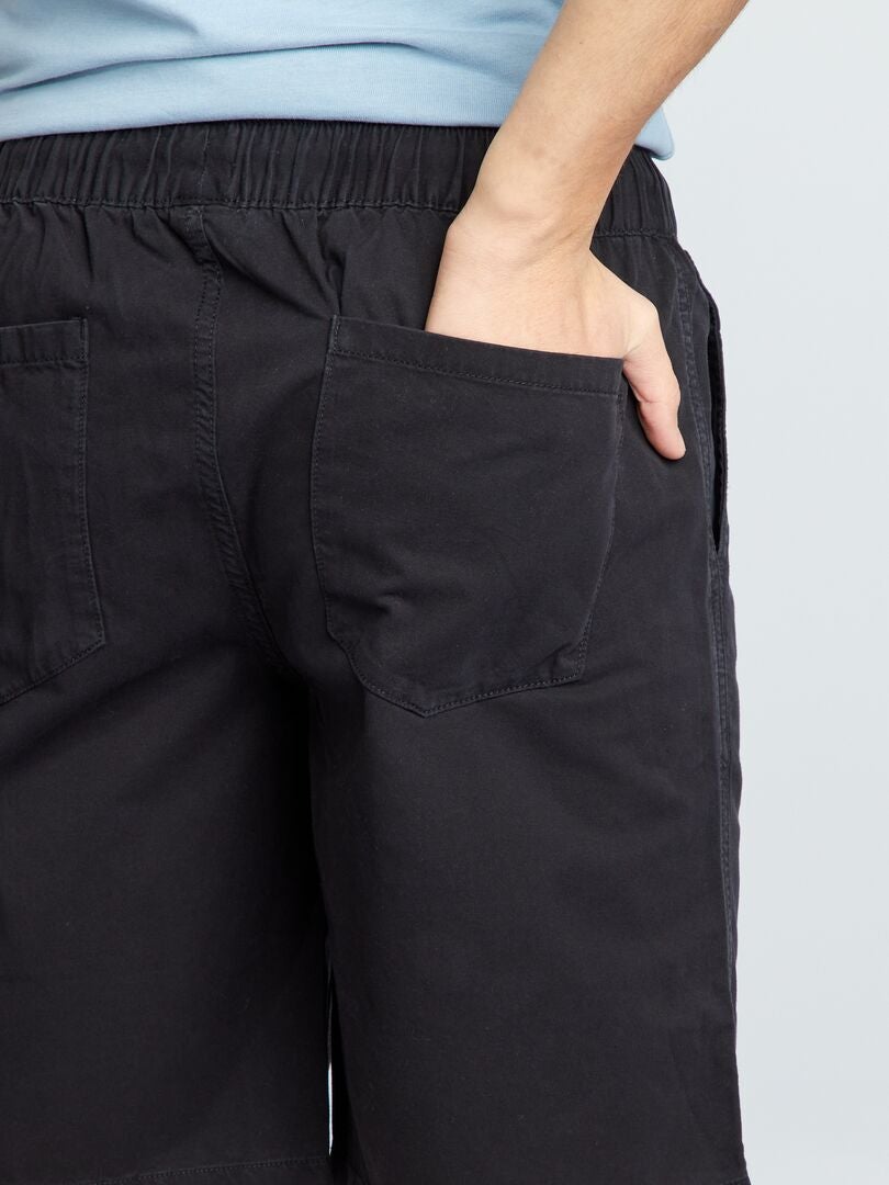 Shorts de algodão elástico - PRETO