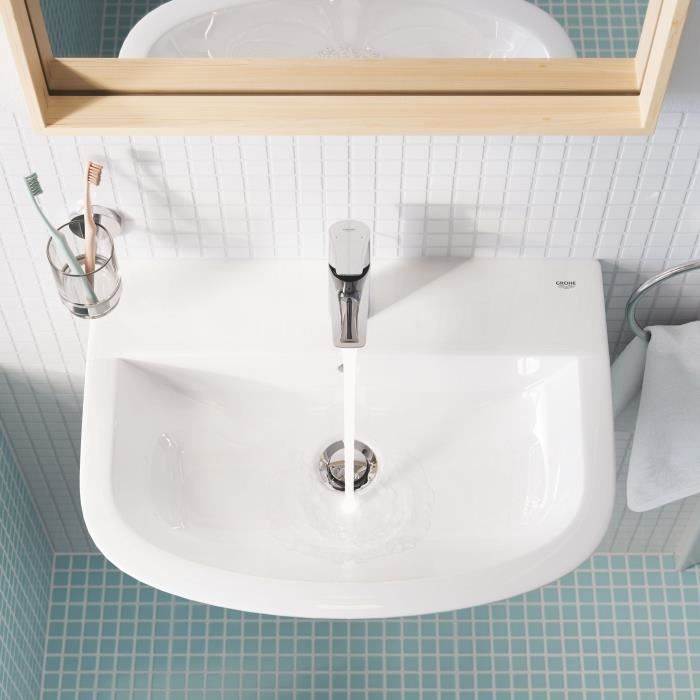Lavabo suspendido GROHE Bau Ceramic de 55 cm - 1 orificio para grifo - Porcelana vitrificada - Blanco alpino