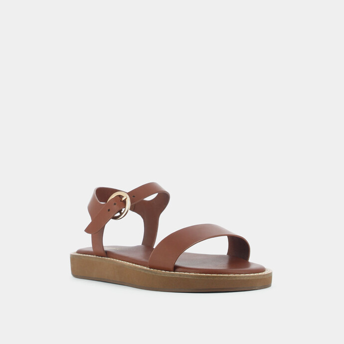 Sandales à plateforme  en cuir cognac
