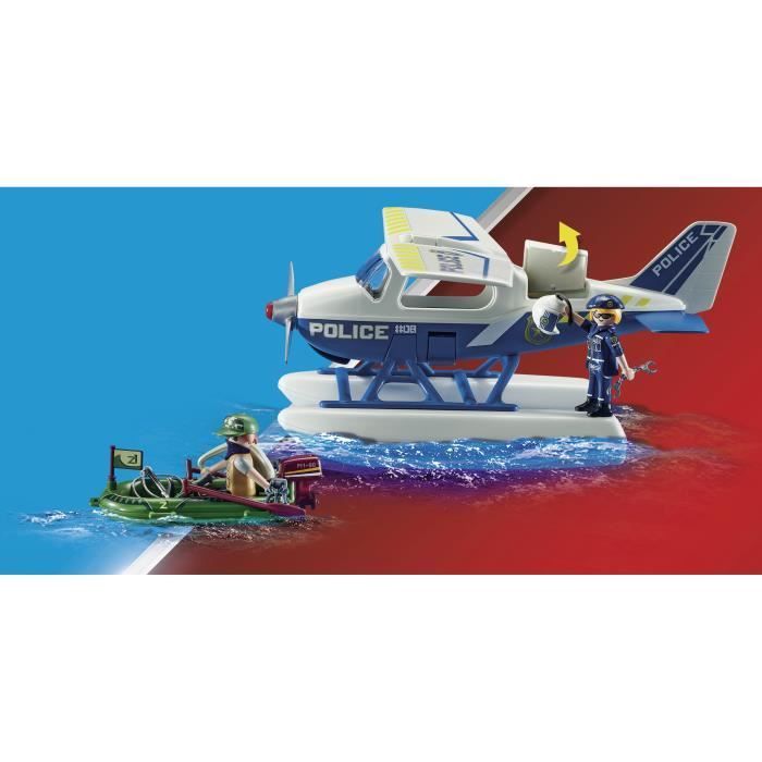 PLAYMOBIL – 70779 – Polizei- und Banditen-Wasserflugzeug – Blau – Playmobil City Action – 33 Teile