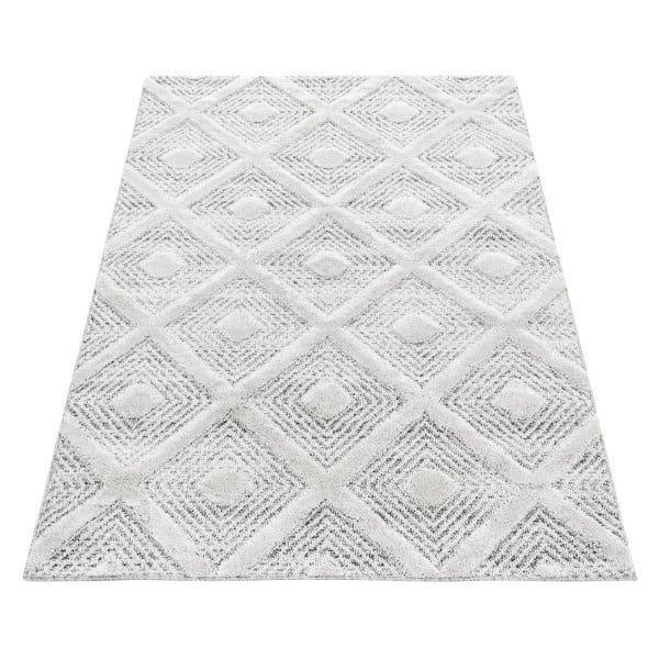 Dywan nowoczesny 3D La Casa romby kremowo-szary 60  x 110