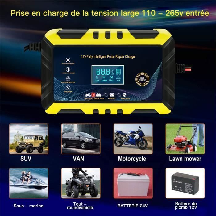 Chargeur de batterie intelligent 12V 6A pour voiture, moto, camion — BRILLSTEN