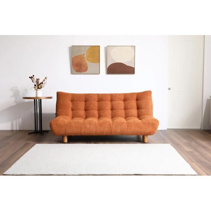 Sofá cama convertible tapizado en tejido bouclé terracota - VALENTIN Meubletmoi