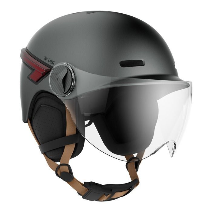Casr GLOW Bike Helmet with LED and Visor, Anthracite Grey – M