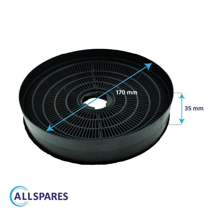 AllSpares Filtre à charbon (2 pcs.) pour hottes aspirantes - Adapté pour Candy KFC6918 / 35602061 et Airlux CR390 (Ø170x35mm)