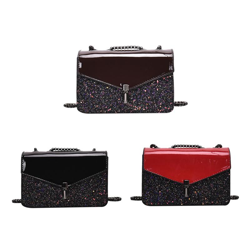 Tendance mode sac bandoulière à sequins femme, bandoulière chaîne, fermeture à boucle bicolore, sac cabas, nouveaux sacs à main