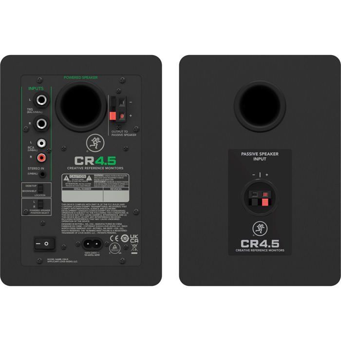 Mackie CR4.5 actieve studiomonitoren - TRS/RCA/mini-jack aansluitingen - Zwart