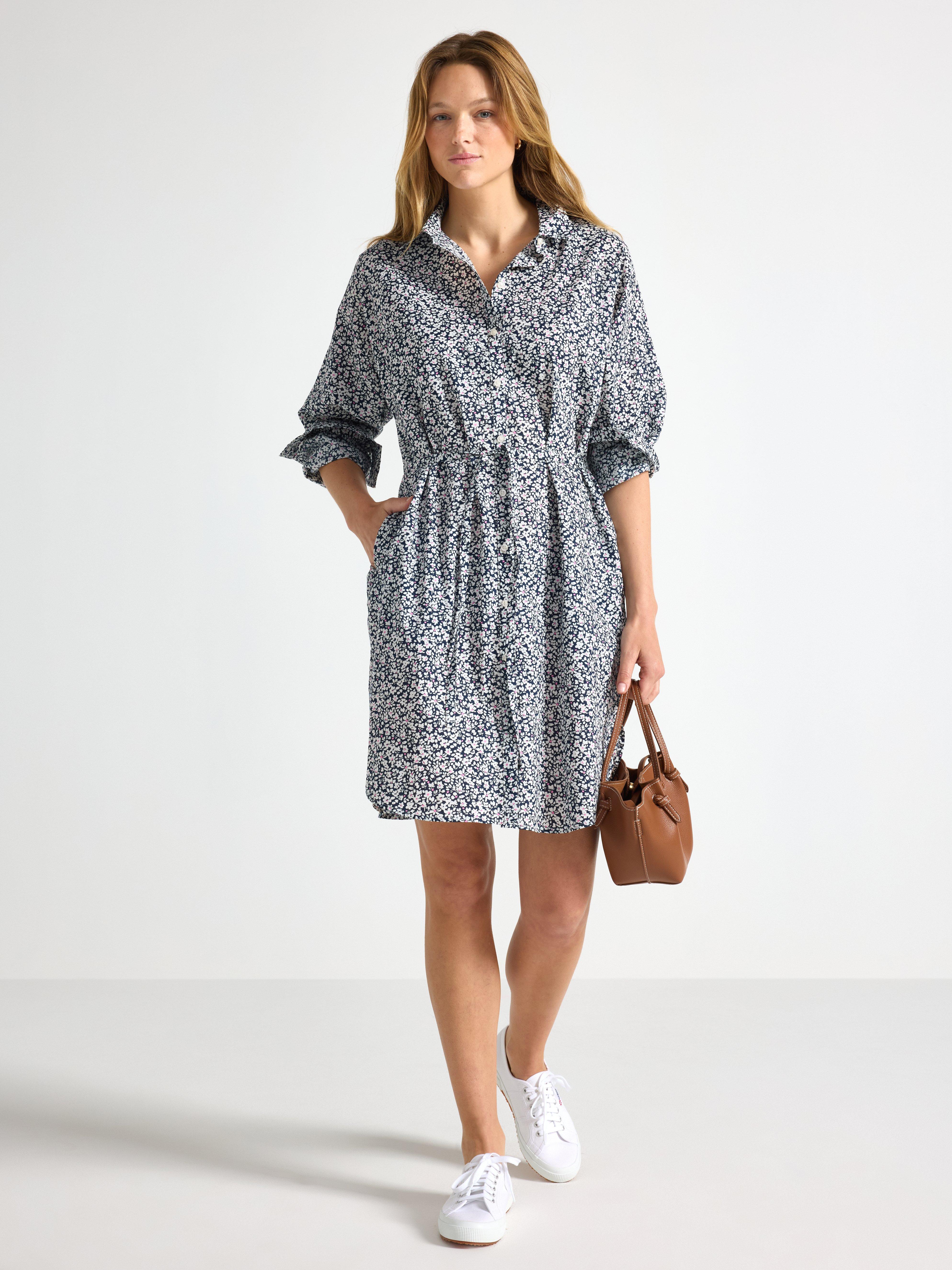 Vestido camisero corto azul marino