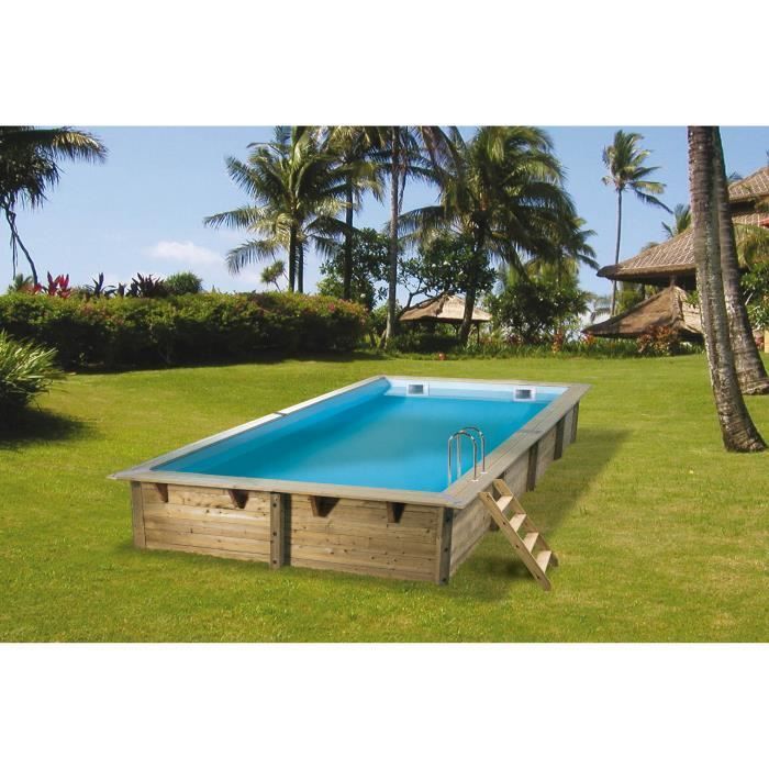 Piscina de madeira UBBINK Azura 350x505 cm x 126 cm - Revestimento bege - Para instalação acima do solo, semi-enterrada ou enterrada - 15 anos de garantia