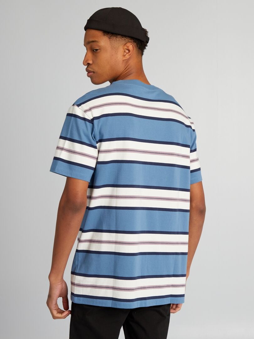 Gestreept jersey T-shirt voor personen langer dan 190 cm - BLAUW