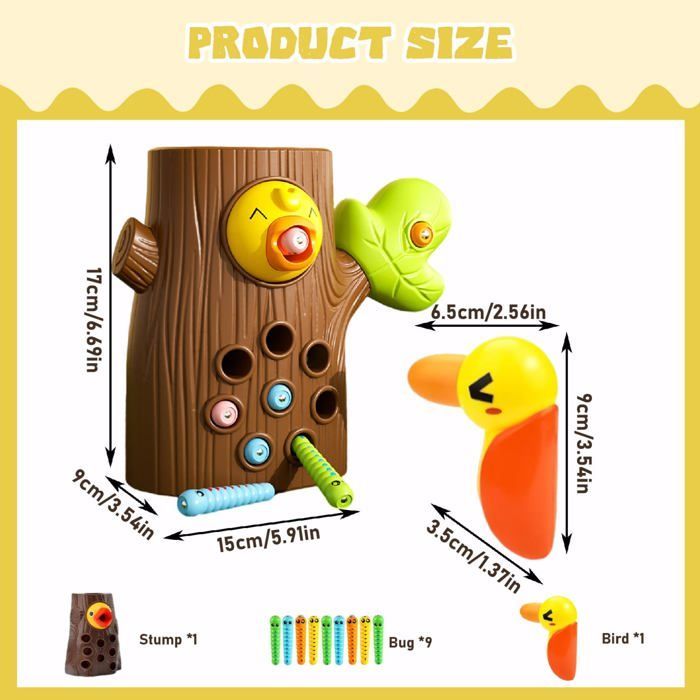 Jeu Magnétique Oiseau & Ver de Terre Montessori - Jouet Éducatif Motricité Fine Enfant 2 Ans, Cadeau Fille Garçon