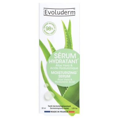 Evoluderm Aloe Vera og hyaluronsyre fuktighetsgivende serum 30 ml