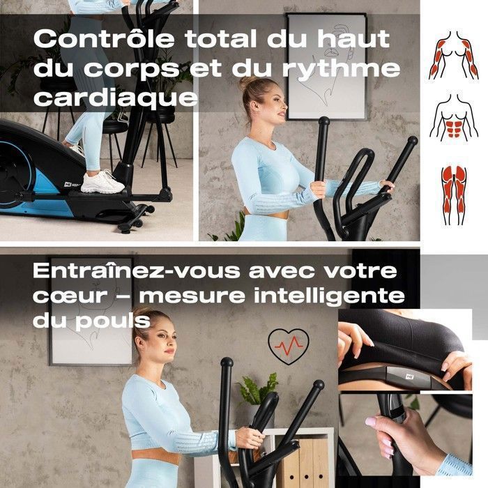 Blaze HS-060C Indoor Elliptische Trainer, 17,5 kg vliegwiel, 32 niveaus elektronische weerstand, Bluetooth, USB