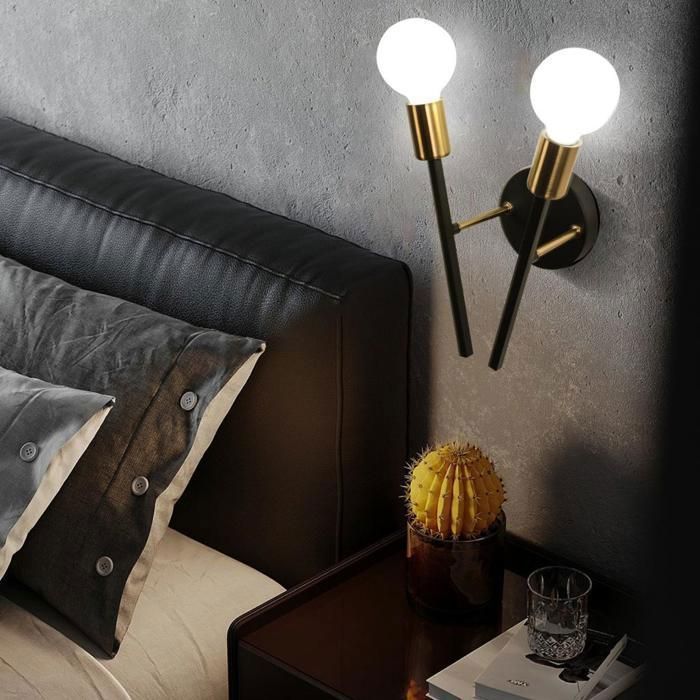 WOTTES Lot de 2 Plafonnier Vintage Industrielle - E27 2 têtes Métal Applique Murale Luminaire Intérieur - pour salon Couloir
