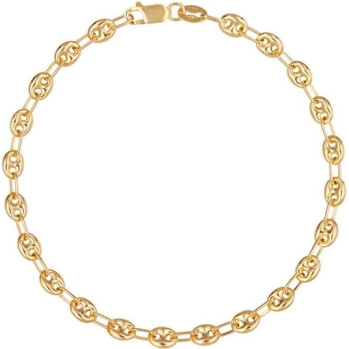 Pulsera de eslabones con forma de grano de café en oro amarillo - Para mujer