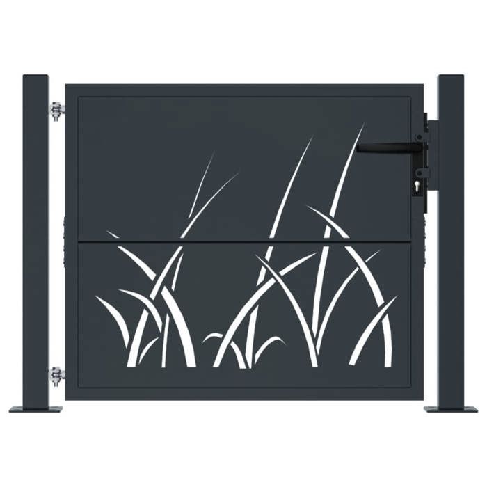 (SOLDE d'été) Portail de jardin/Porte d'Extérieure - JMS - anthracite 105x80 cm acier ,conception d'herbe clôture7420