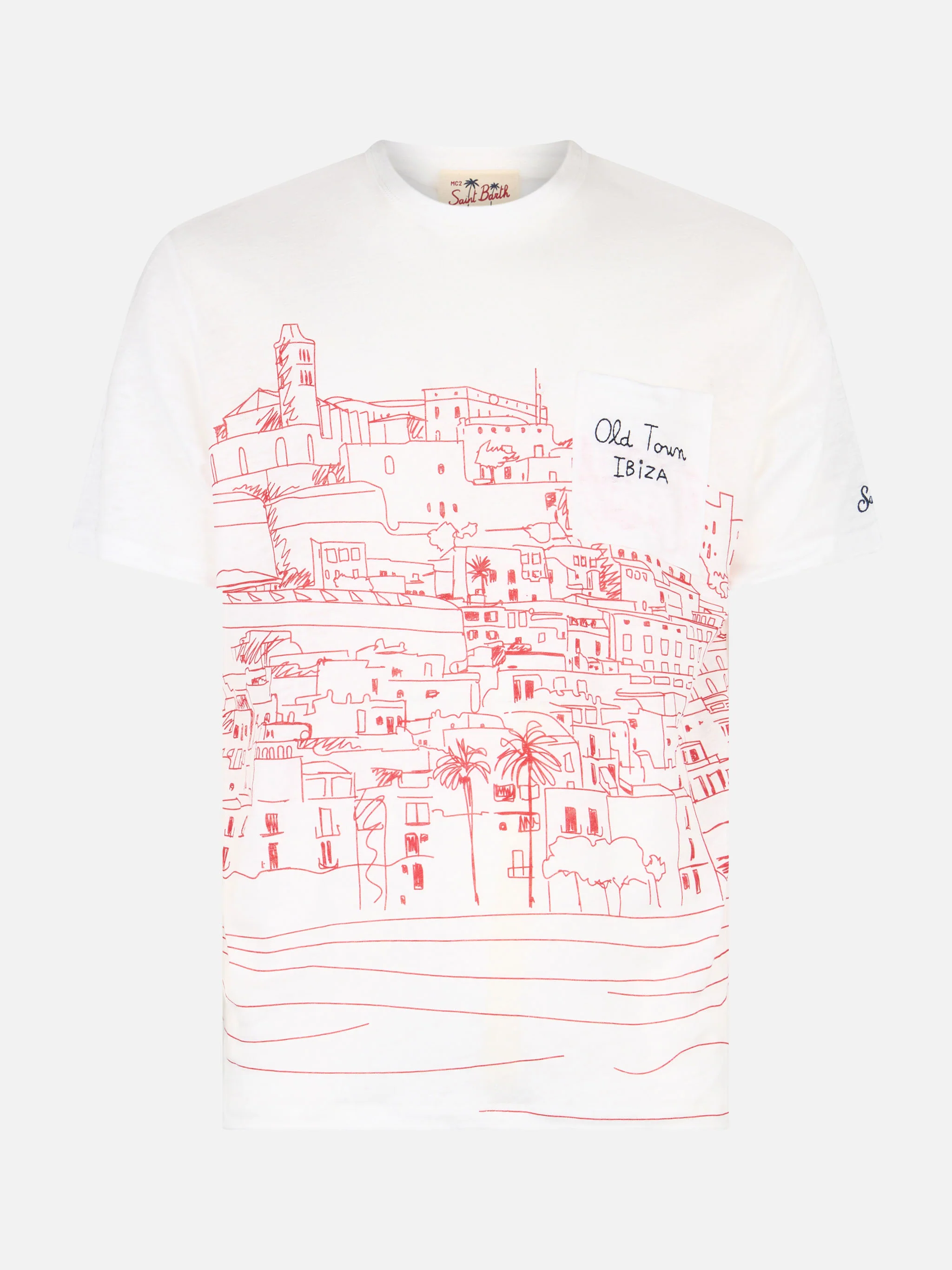 Ecstasea heren T-shirt van linnenjersey met Ibiza-vierkantprint en