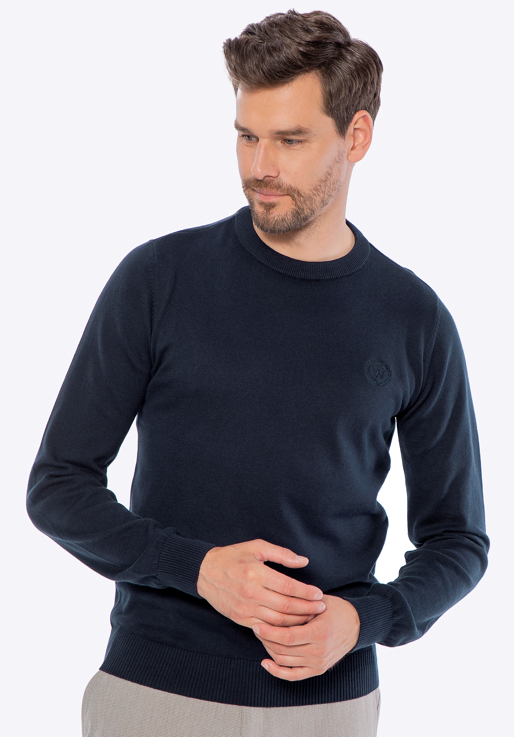 Sweter męski z bawełny granatowy
