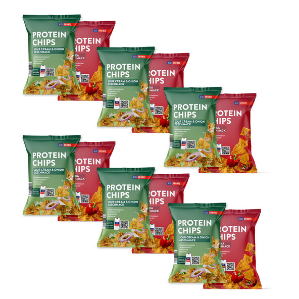 Proteinchips Cremefraiche + Paprika, 12er sæt (12 x 60 g = 720 g)