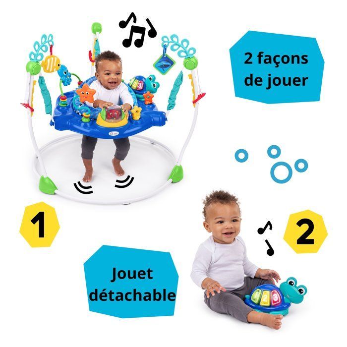 BABY EINSTEIN NEPTUNE Aire d'éveil bébé multi-jouets, Cadeau Noel bébé, pivotant 360°  Jouet tortue amovible, 13 jeux multilingues