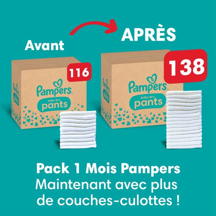 Pañales Pampers Baby-Dry Pants, talla 6, 138 unidades