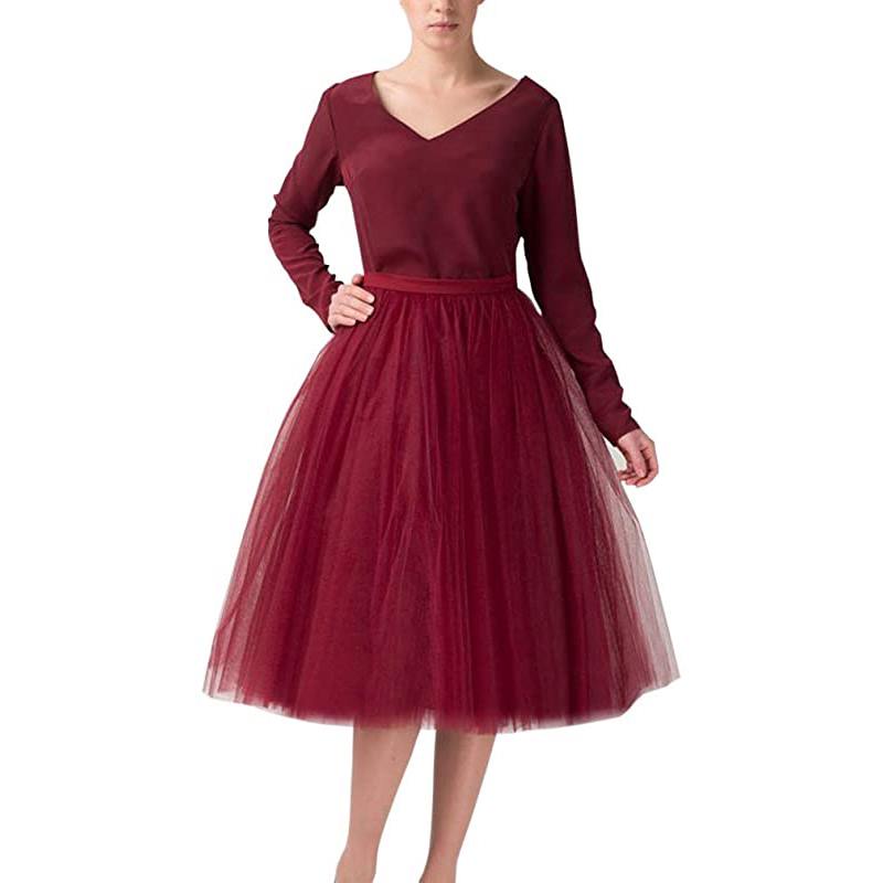 Gonna da ballo/festa corta da donna a trapezio, lunghezza al ginocchio, in tulle.