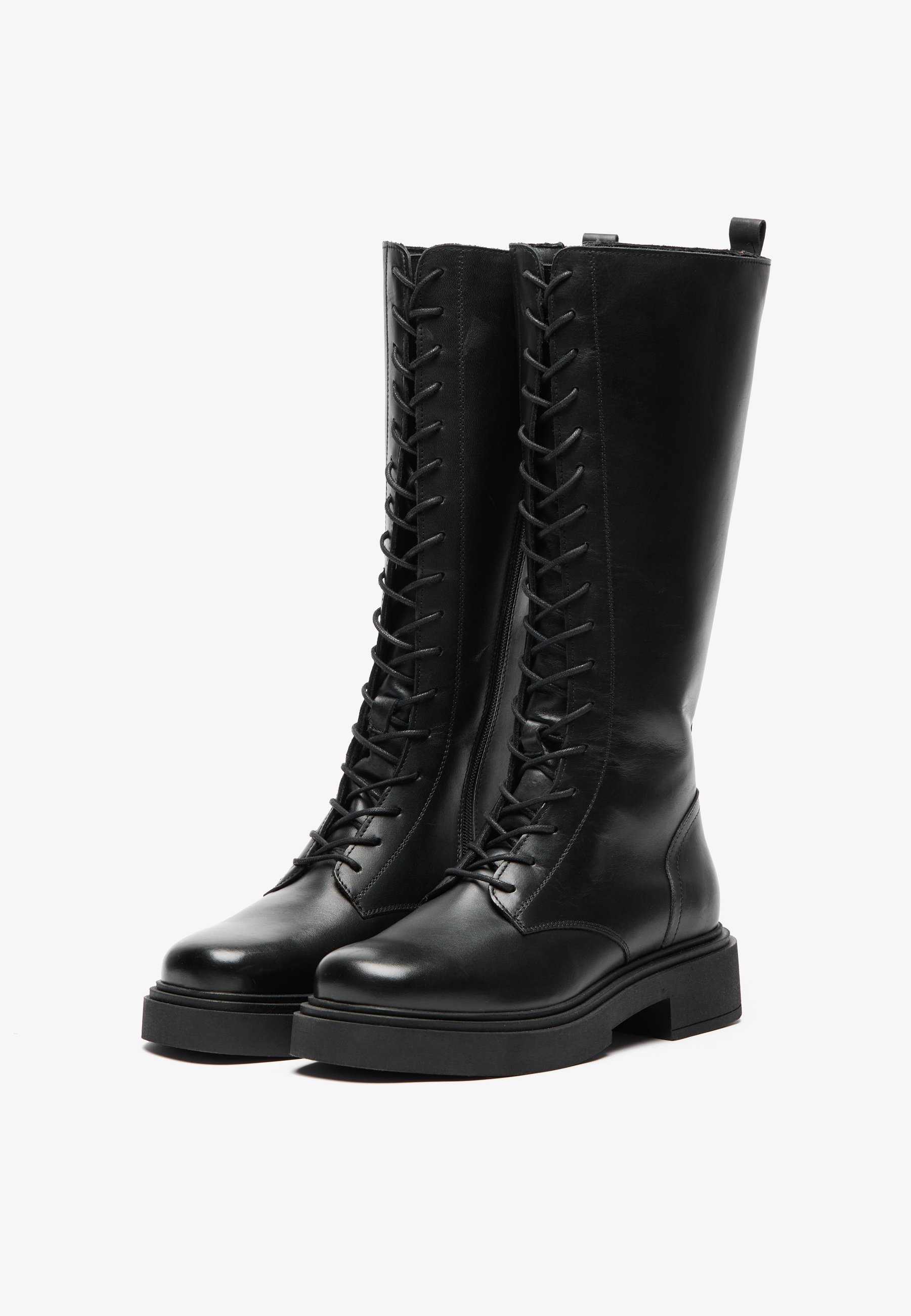 Bottines Zign en cuir à lacets - noires