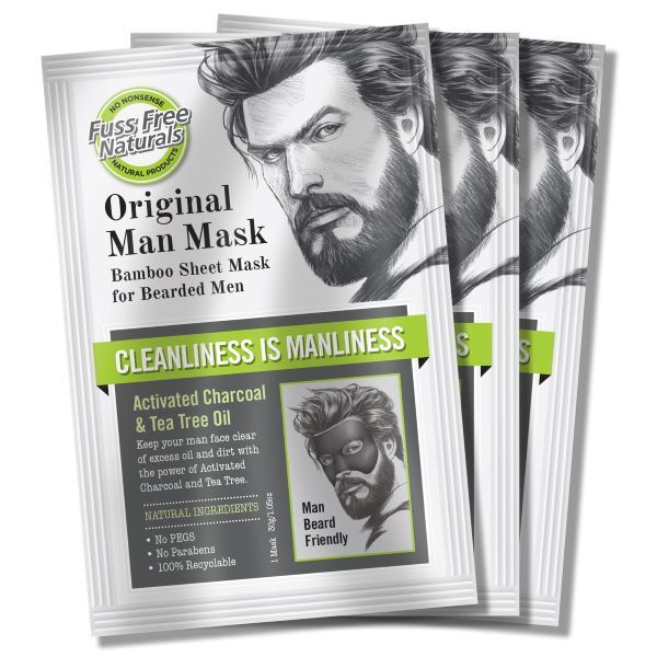 Fuss Free Naturals miesten hiilikasvonaamio, parrakas