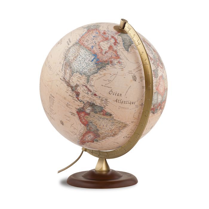 Tecnodidattica – Globe Atmosphere A4, illuminated, rotating, wooden base, metal meridian, vintage cartography, 30 cm diameter