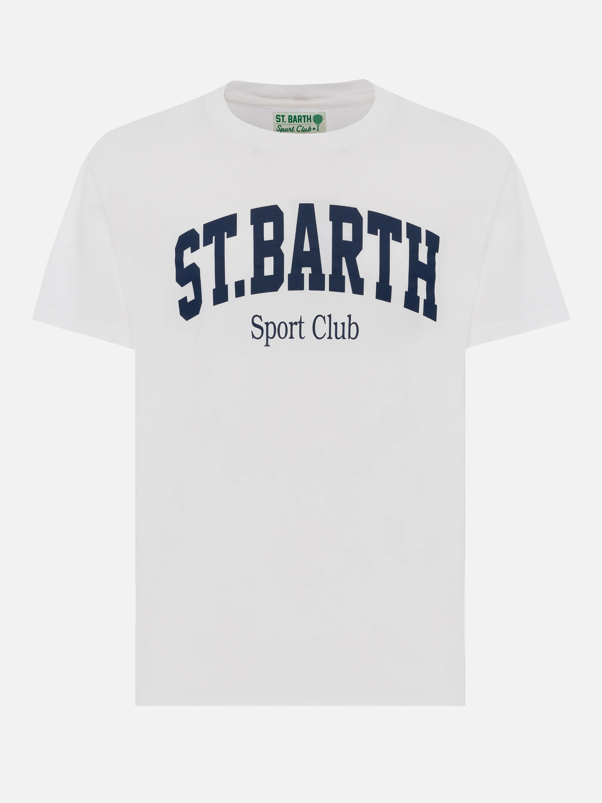 T-shirt voor heren van biologisch katoen met St. Barth Sport Club-opdruk.