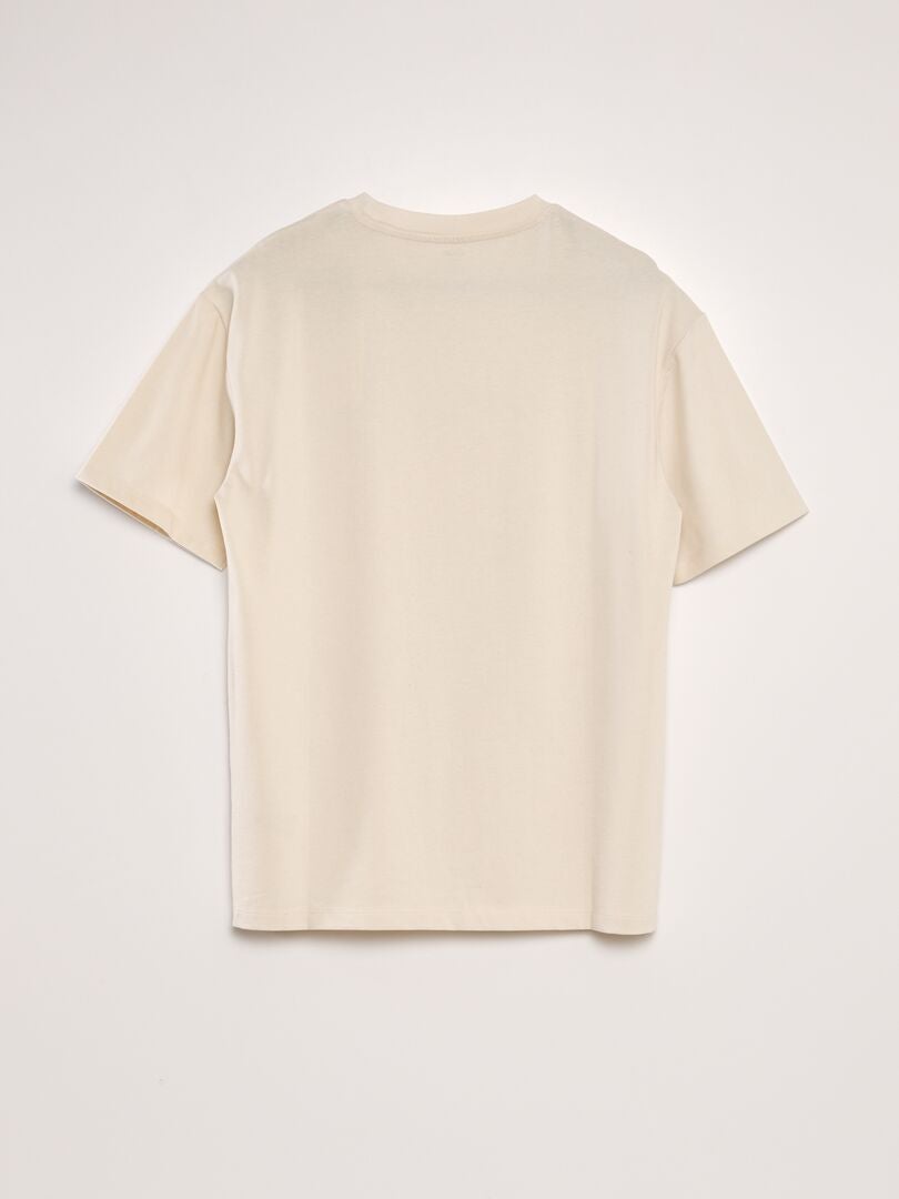 Effen katoenen T-shirt - BEIGE