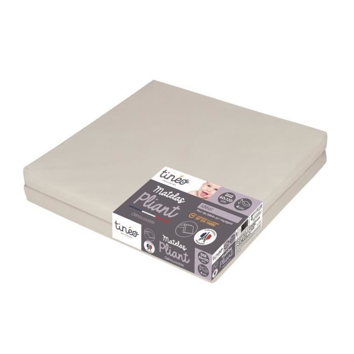 Materasso pieghevole per neonati 60x120x4cm - 2 parti - Letto aggiuntivo - Rivestimento sfoderabile - Prodotto in Francia