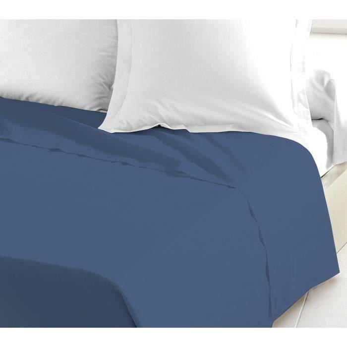 LOVELY HOME Flat Sheet - 240 x 300 cm - 100% Cotton - Blue