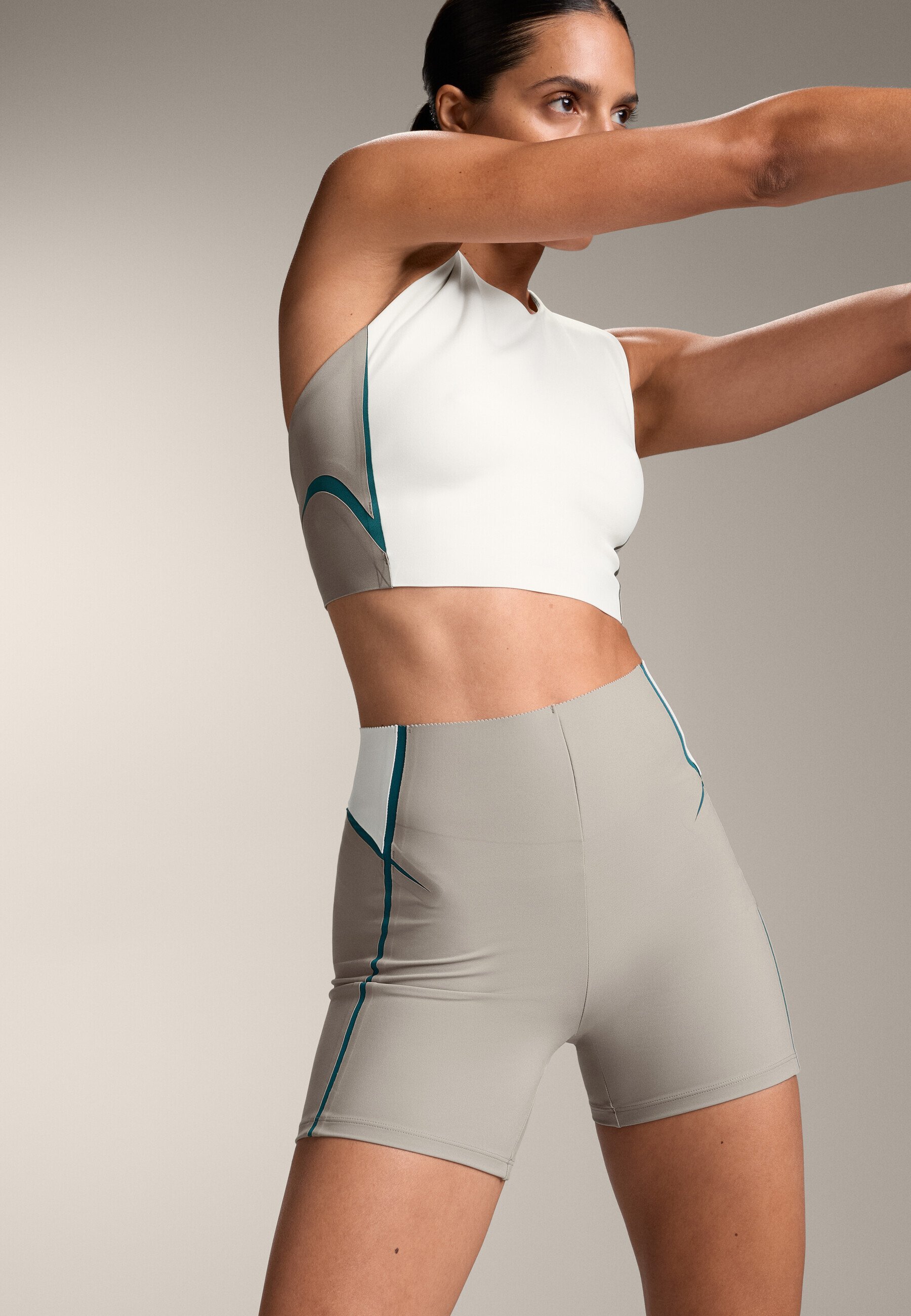 OYSHO COMPRESSIVE CORE CONTROL LINES RISE - Leggings - sabbia