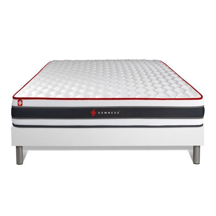 Ensemble 200x200 matelas ENERGY ressorts ensachés et mémoire de forme + sommier kit