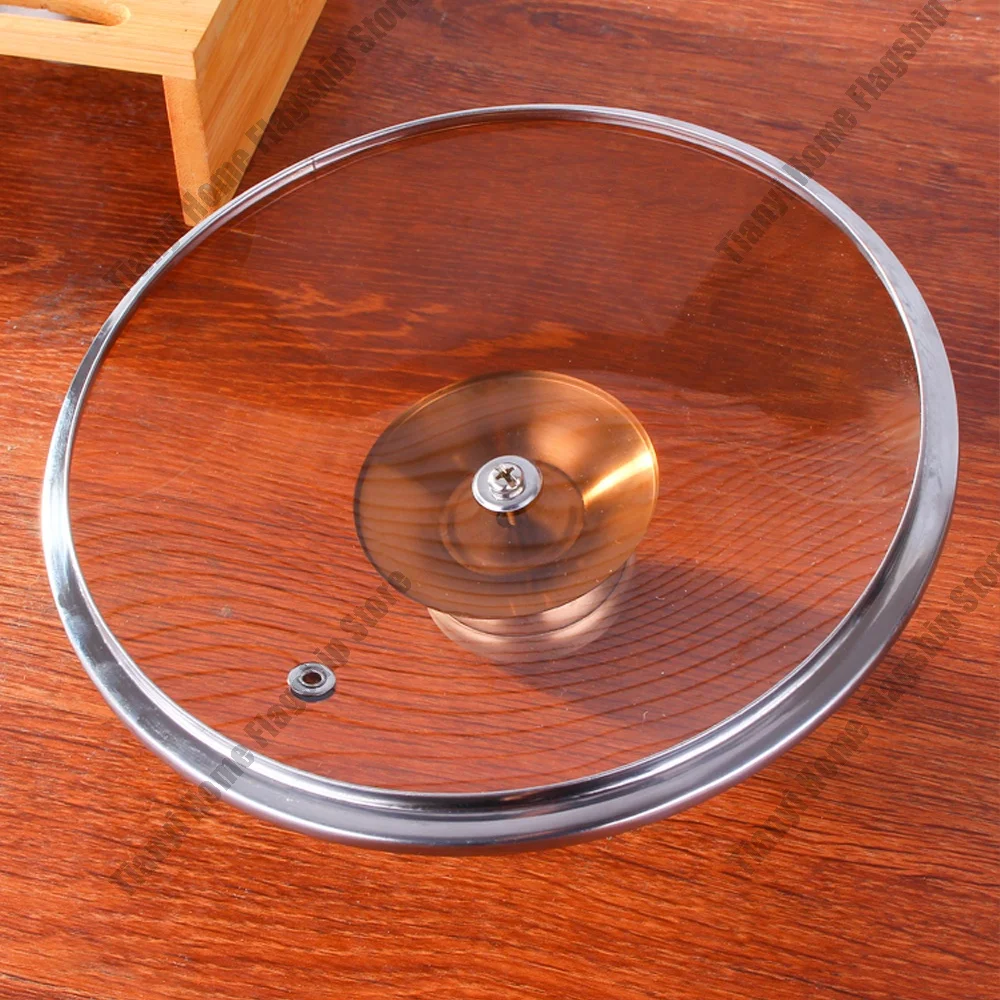 Couvercle de casserole en verre couleur thé, couvercle de poêle à rebord en acier inoxydable, couvercle rond en verre anti-éclaboussures et incassable pour poêle de cuisine polyvalente