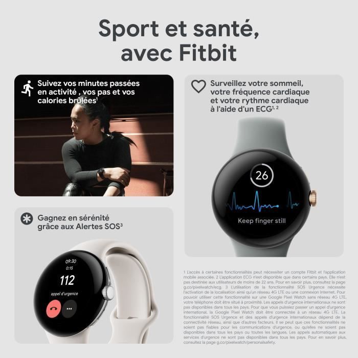 Smartwatch Google Pixel Watch - 41 mm - Nero opaco Active - Cinturino in ossidiana