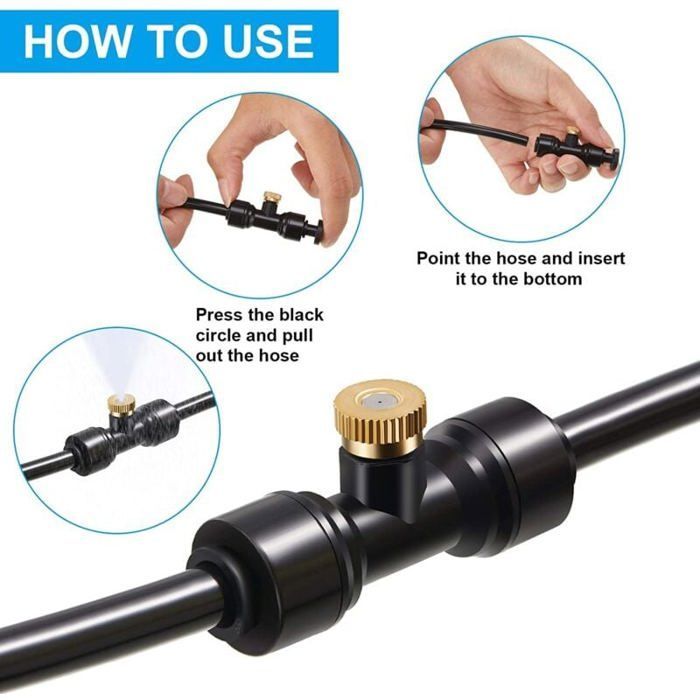 21-piece brass misting kit – DIY outdoor irrigation system for garden and patio.