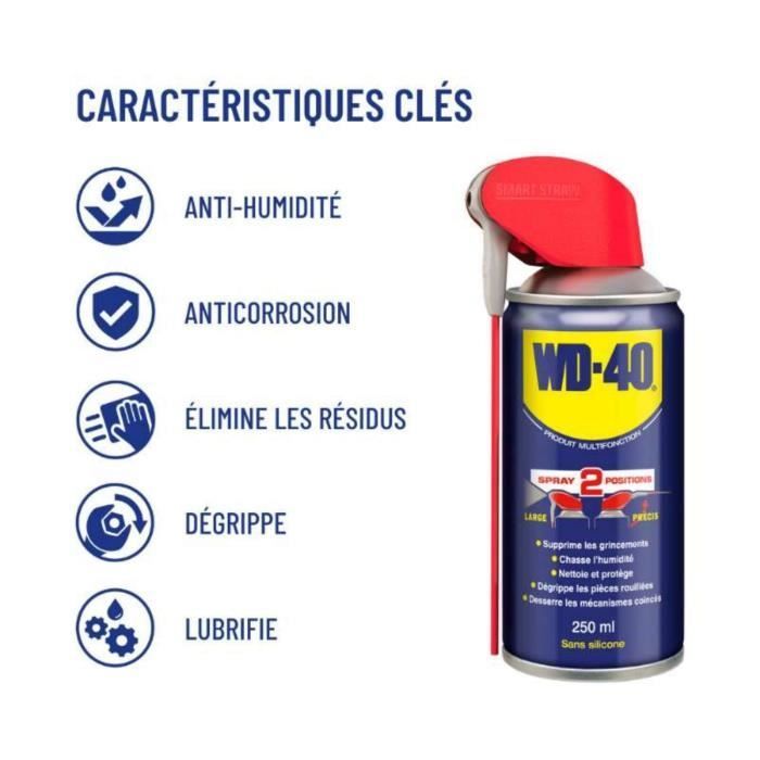 WD-40 Produit Multifonction Spray Double Position - 250 ml + 25 ml gratuit