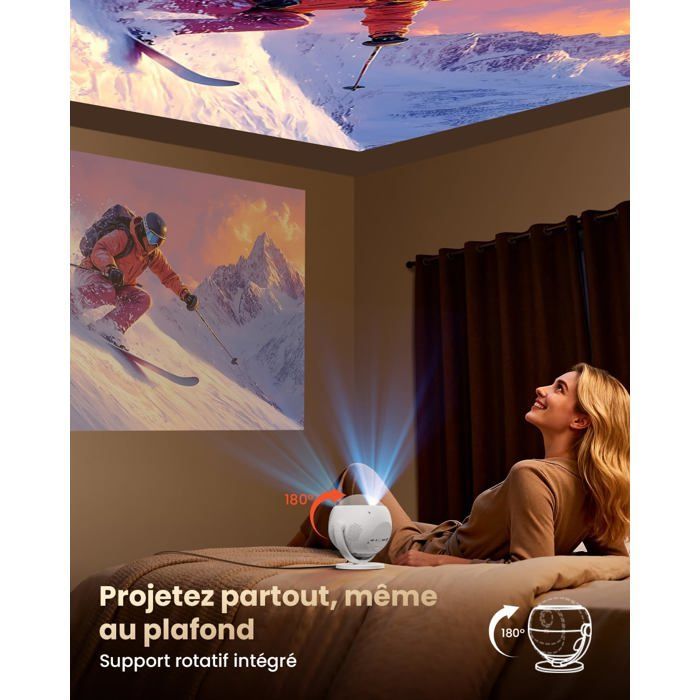 Proyector portátil Android TRAHOO - Resolución nativa 1080p - Compatible con 4K - Netflix integrado - WiFi 5G/2.4G - Bluetooth