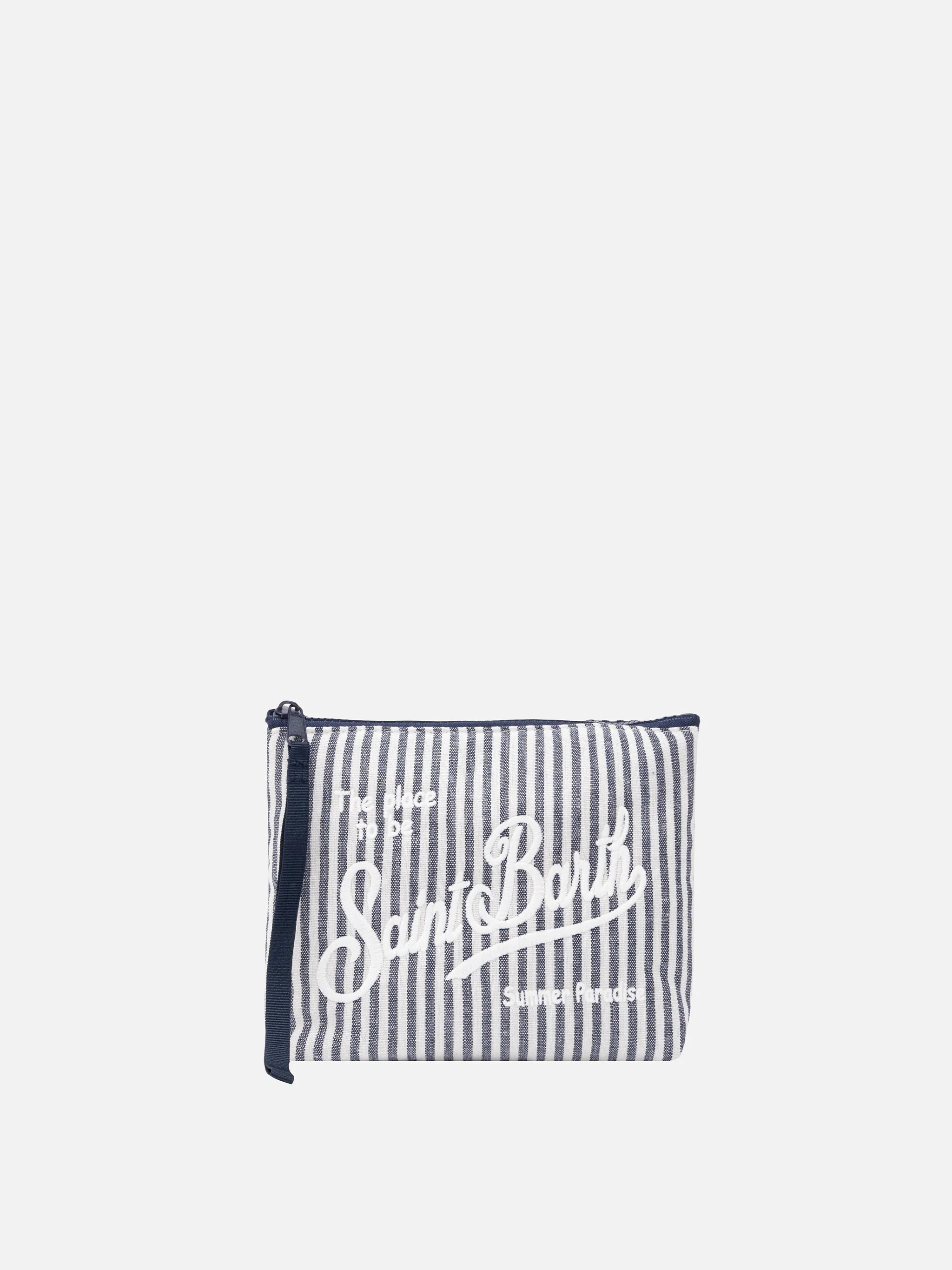 Aline clutch van zacht katoenlinnen met streepjesprint