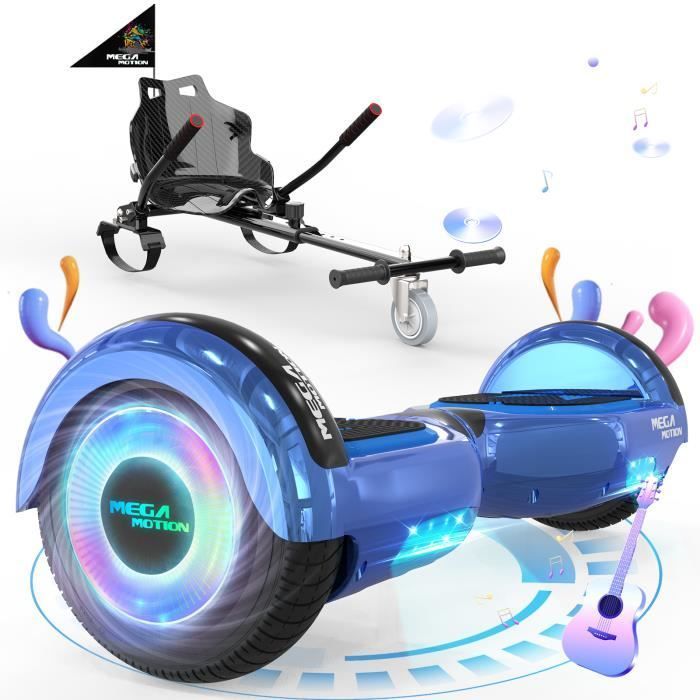 MEGA MOTION Paquete de hoverboard azul y kart negro, hoverboard de 2 ruedas de 6,5