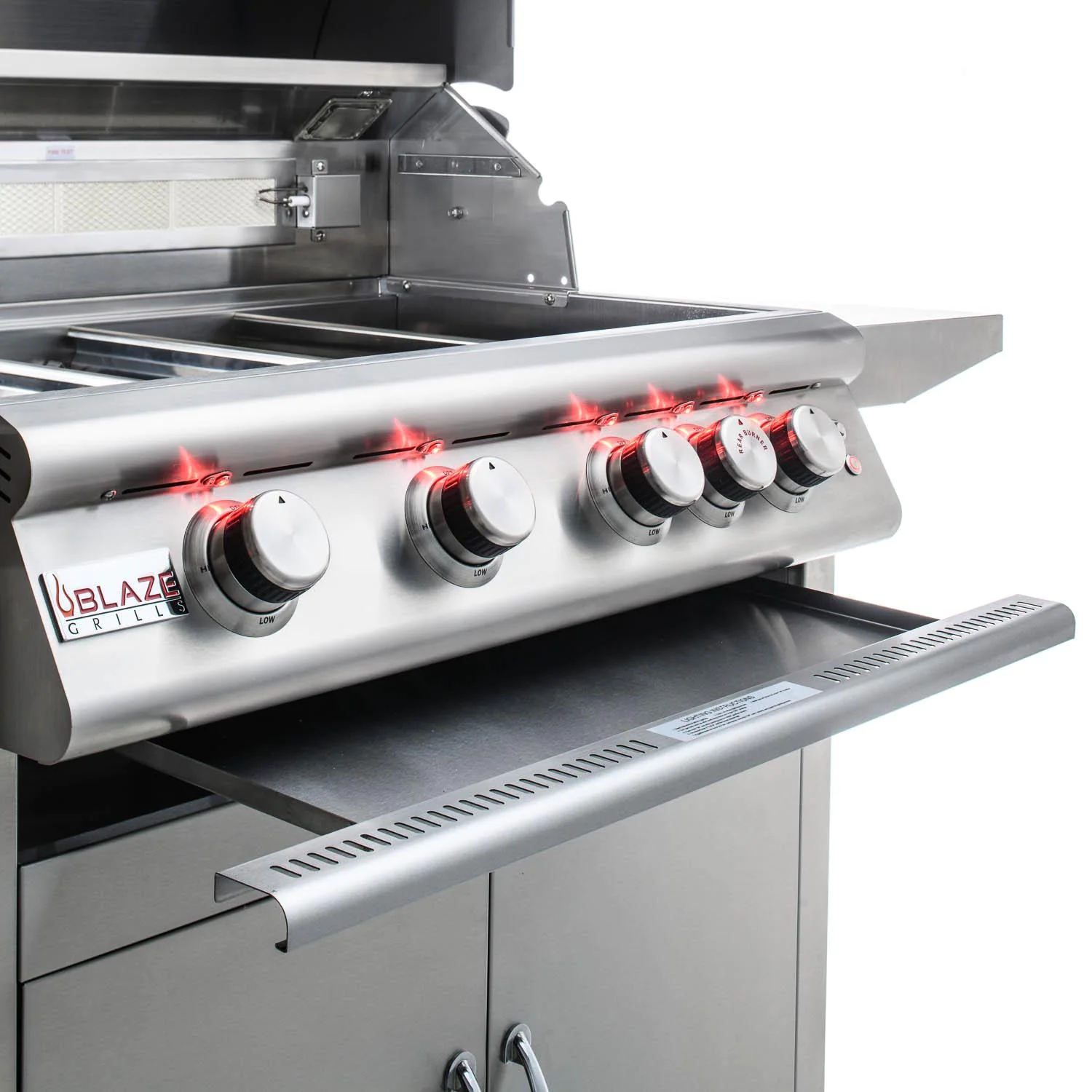 Blaze Premium LTE Marine Grade 32-inch vrijstaande propaangasgrill met 4 branders, infraroodbrander aan de achterzijde en grillverlichting - BLZ-4LTE2MG-LP