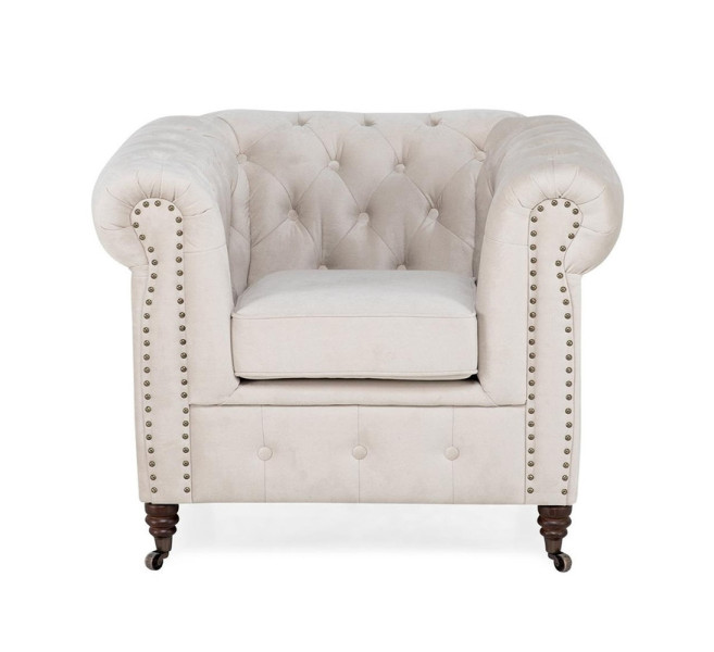 Ropez Chesterfield Oxford fotel pikowany welur szary
